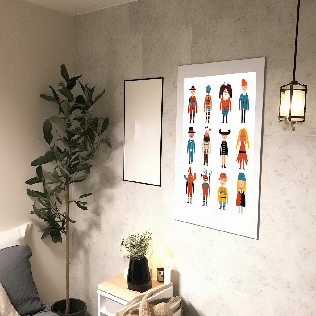 アニメのキャラクターのアートポスター廊下配置イメージ