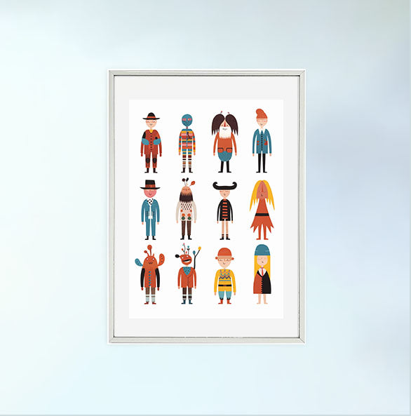 アニメのキャラクターのアートポスター銀フレームあり