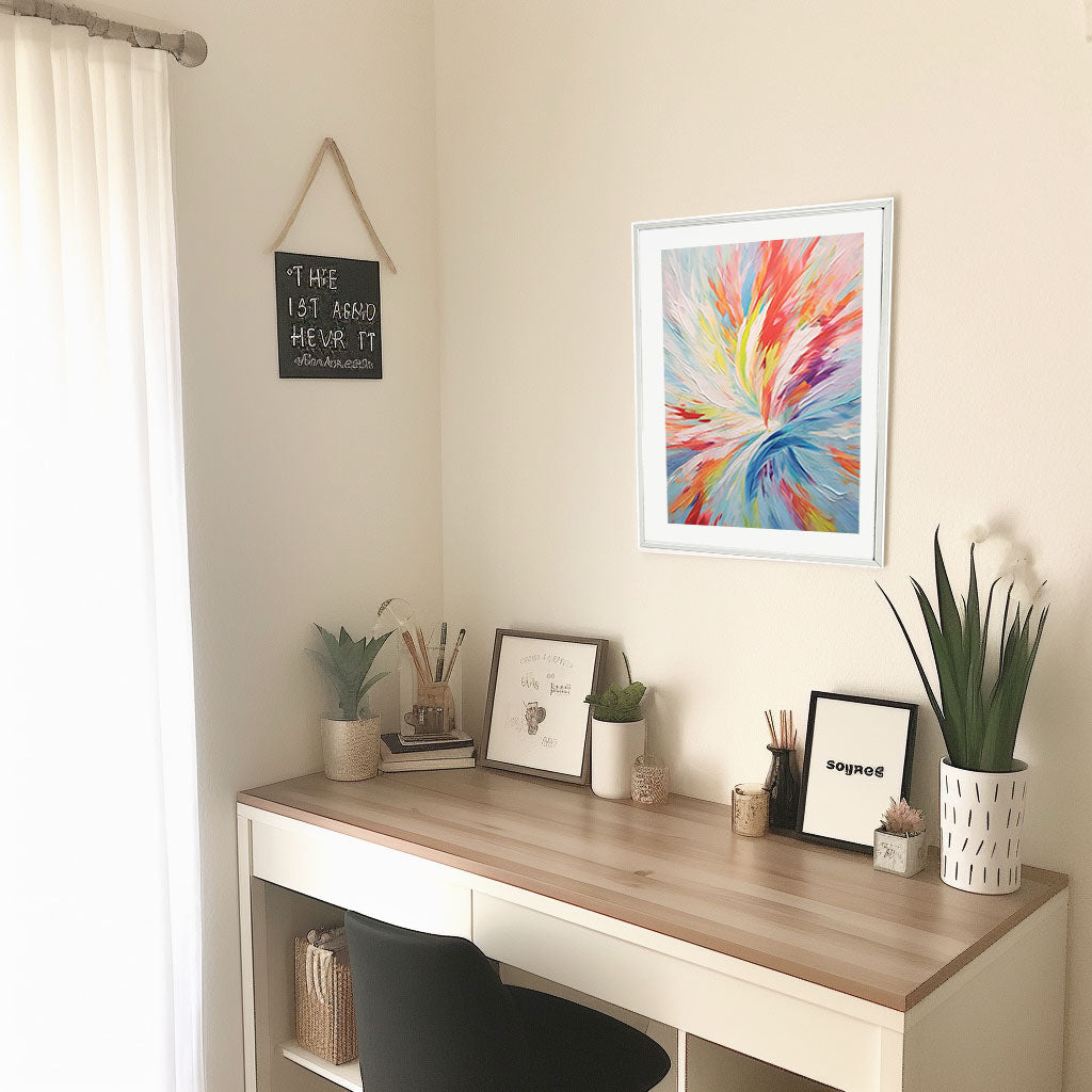 天空のドリームスケープのアートポスター机配置イメージ