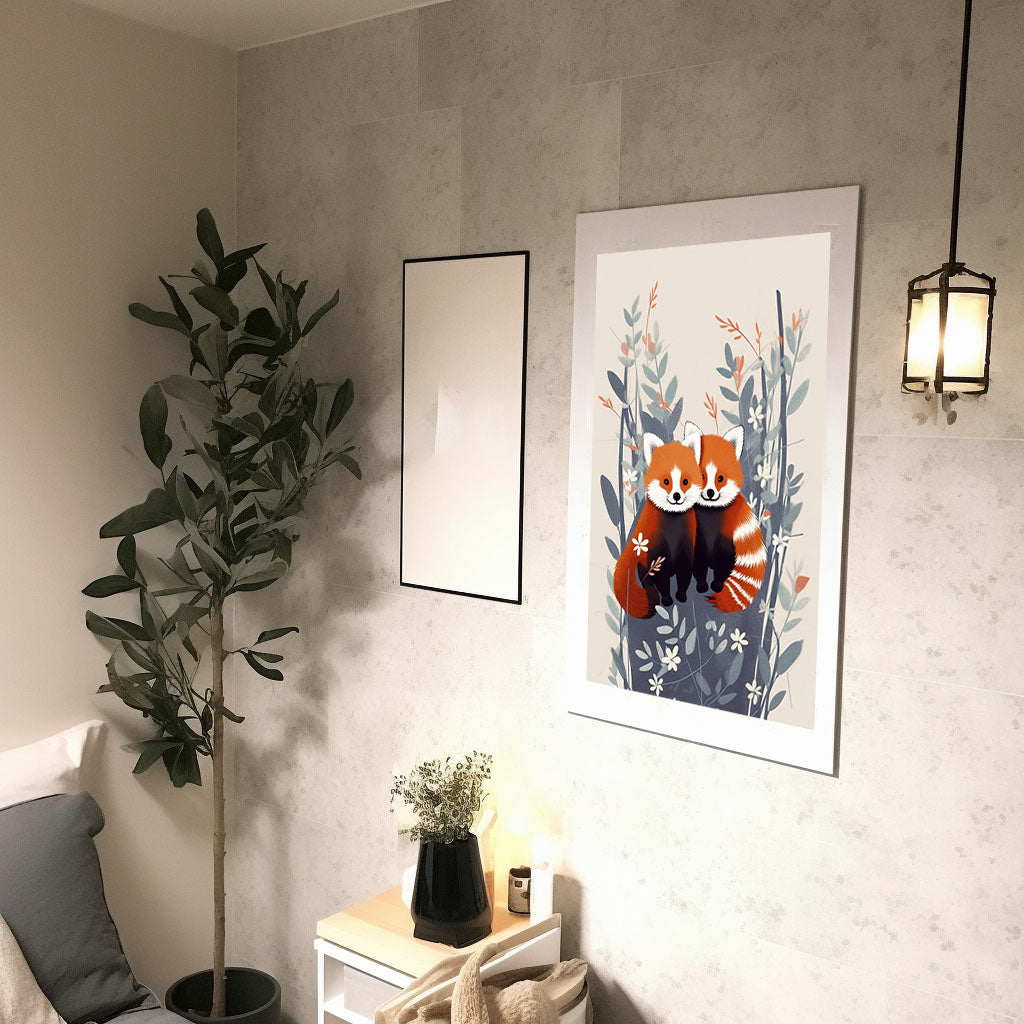 チャーミングなレッサーパンダのアートポスター廊下配置イメージ
