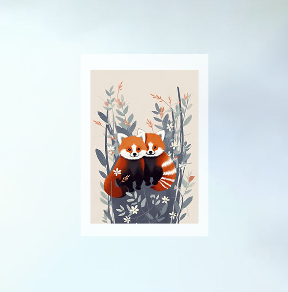 チャーミングなレッサーパンダのアートポスター原画のみ設置イメージ