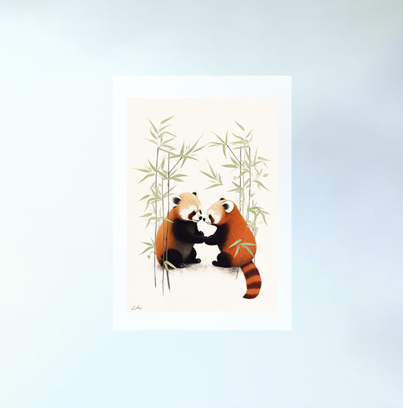 チャーミングなレッサーパンダのアートポスター原画のみ設置イメージ