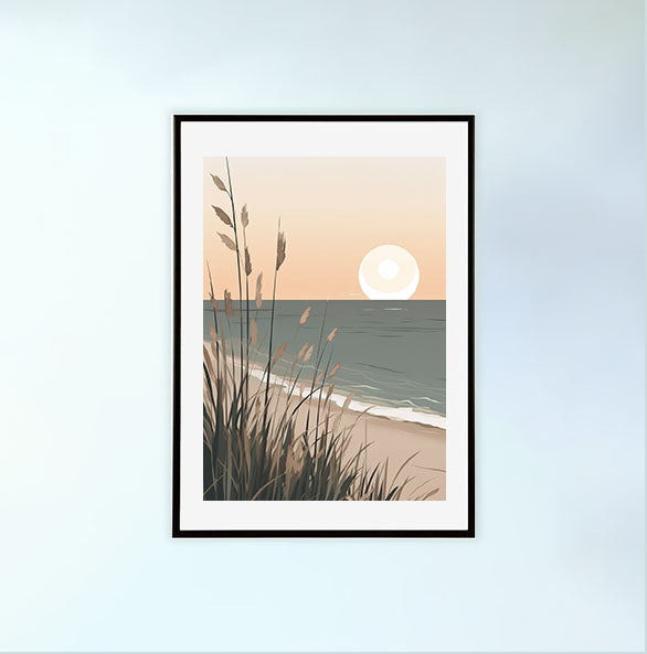 海岸植物のアートポスター黒フレームあり
