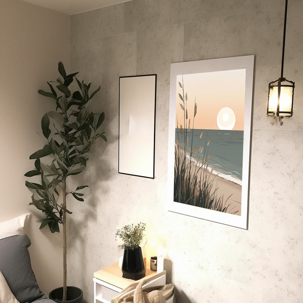 海岸植物のアートポスター廊下配置イメージ
