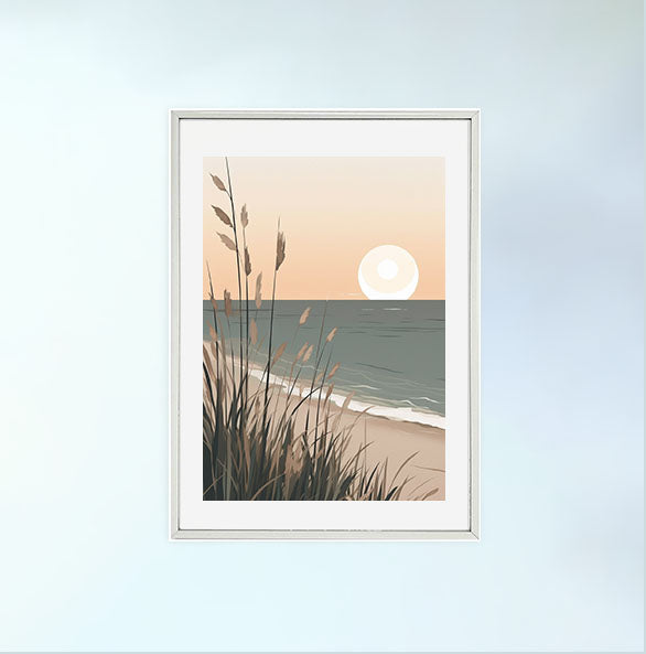 海岸植物のアートポスター銀フレームあり