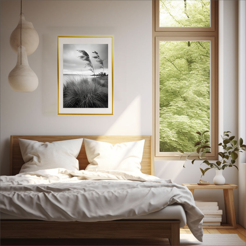 海岸植物のアートポスター寝室配置イメージ
