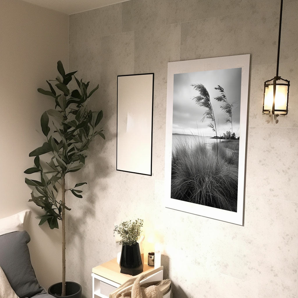 海岸植物のアートポスター廊下配置イメージ