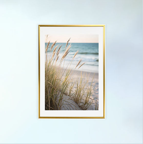 海岸植物のアートポスター金フレームあり