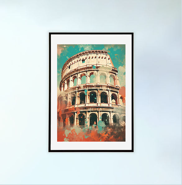 コロッセオのアートポスター黒フレームあり