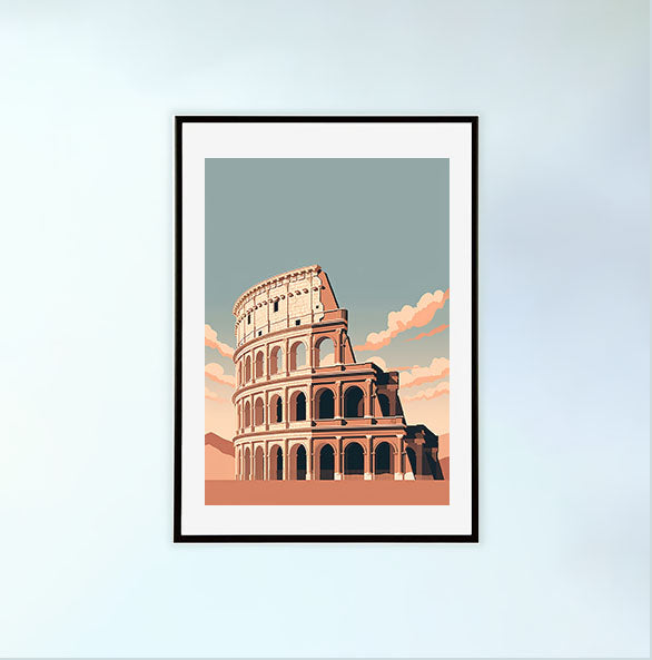 コロッセオのアートポスター黒フレームあり