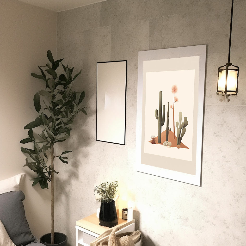 砂漠のオアシスのアートポスター廊下配置イメージ