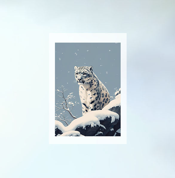 エルーシブ・スノーレオパードのアートポスター原画のみ設置イメージ
