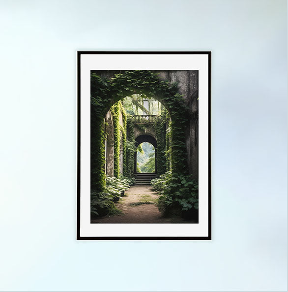 エンチャンテッド アイビー アーチウェイのアートポスター黒フレームあり