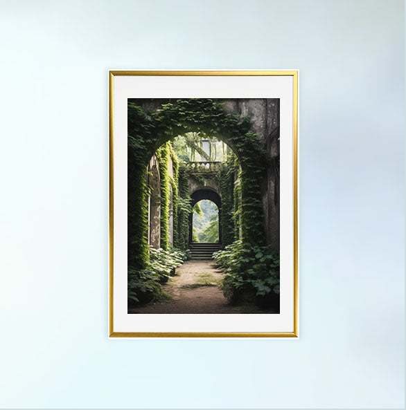 エンチャンテッド アイビー アーチウェイのアートポスター金フレームあり