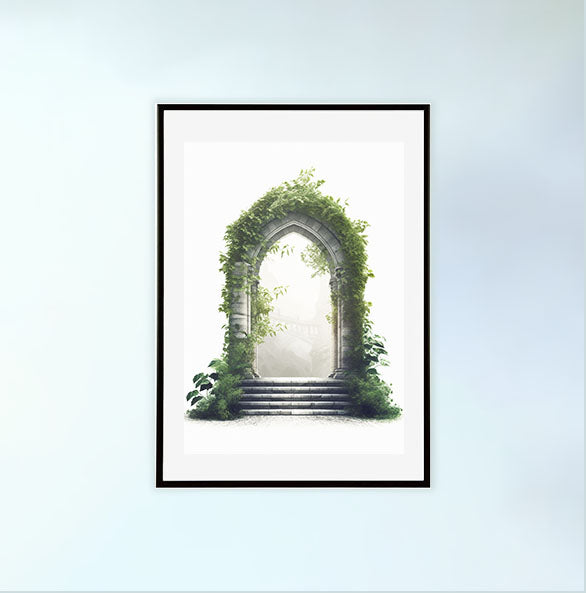 エンチャンテッド アイビー アーチウェイのアートポスター黒フレームあり