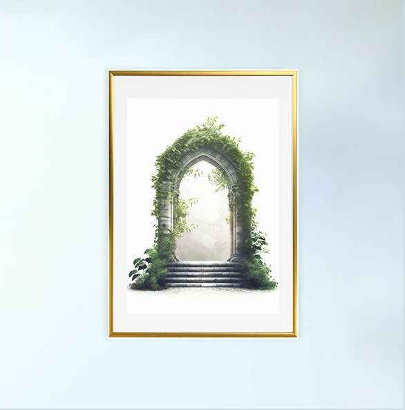 エンチャンテッド アイビー アーチウェイのアートポスター金フレームあり