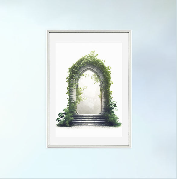 エンチャンテッド アイビー アーチウェイのアートポスター銀フレームあり