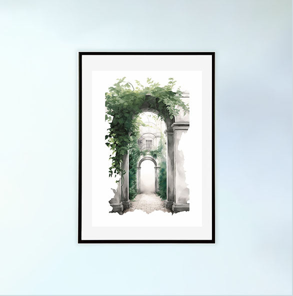 エンチャンテッド アイビー アーチウェイのアートポスター黒フレームあり