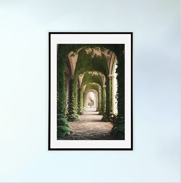 エンチャンテッド アイビー アーチウェイのアートポスター黒フレームあり