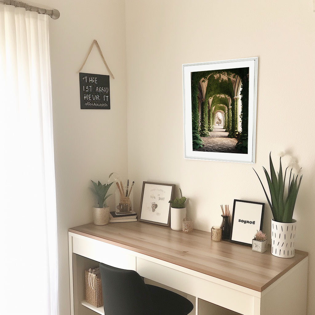 エンチャンテッド アイビー アーチウェイのアートポスター机配置イメージ