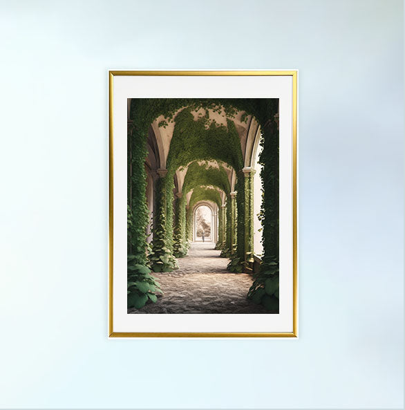 エンチャンテッド アイビー アーチウェイのアートポスター金フレームあり
