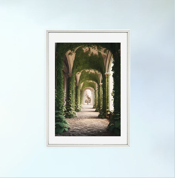 エンチャンテッド アイビー アーチウェイのアートポスター銀フレームあり