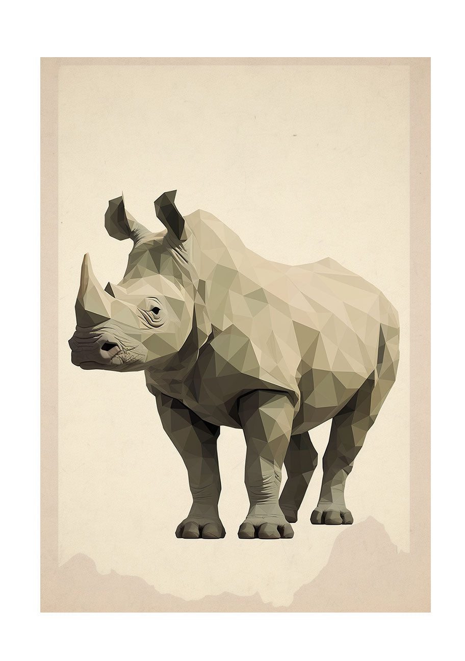 絶滅危惧種サイのアートポスター原画のみ