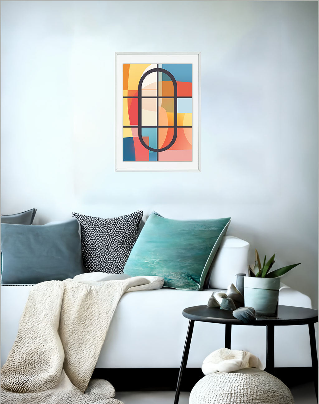 ビカクシダのアートポスターソファ配置イメージ