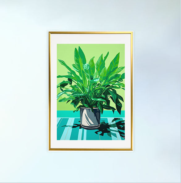 ビカクシダのアートポスター金フレームあり