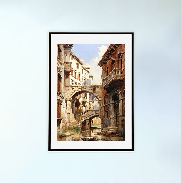 ヨーロッパの建築のアートポスター黒フレームあり