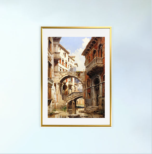 ヨーロッパの建築のアートポスター金フレームあり