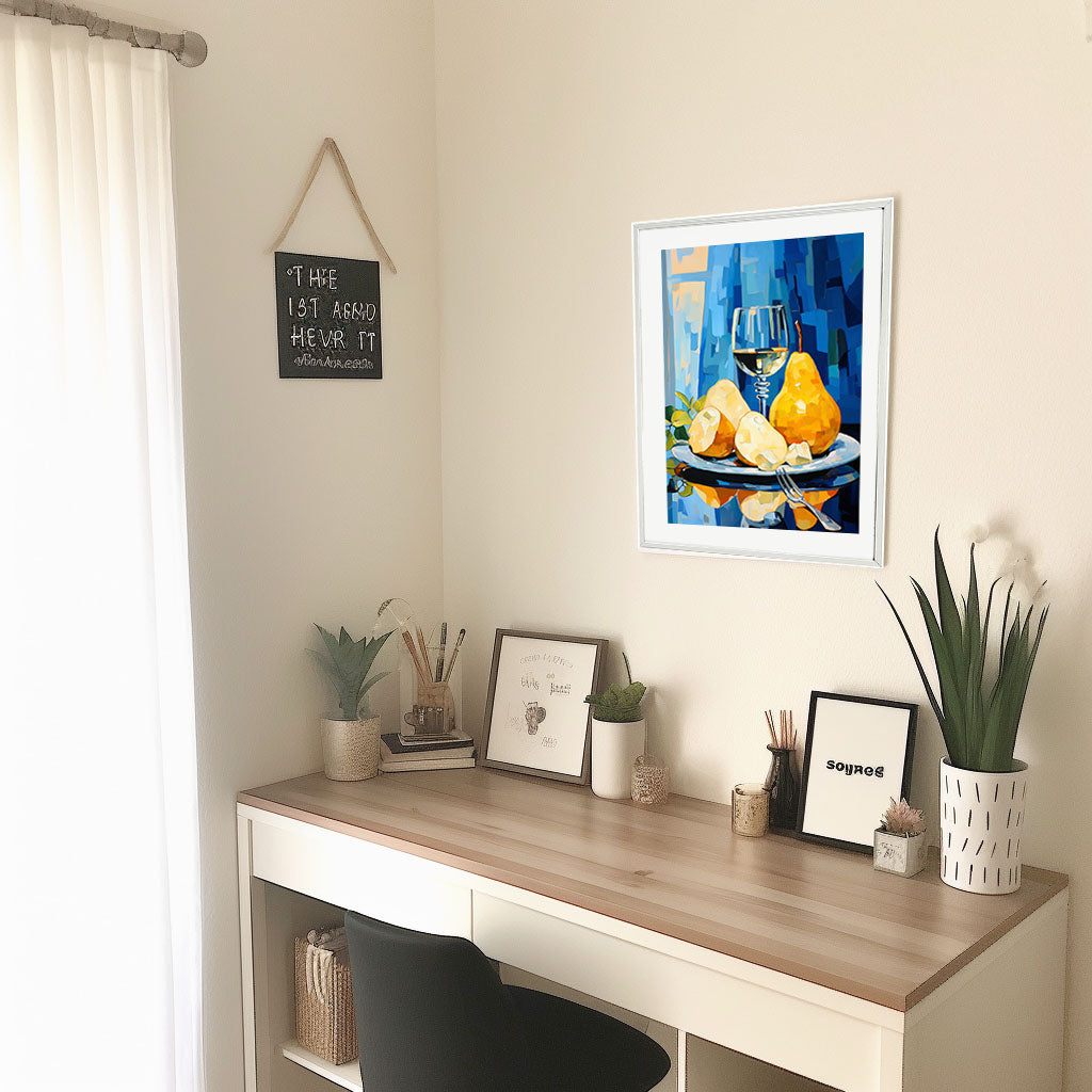 洋梨のアートポスター机配置イメージ