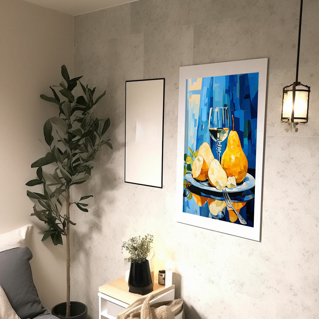 洋梨のアートポスター廊下配置イメージ