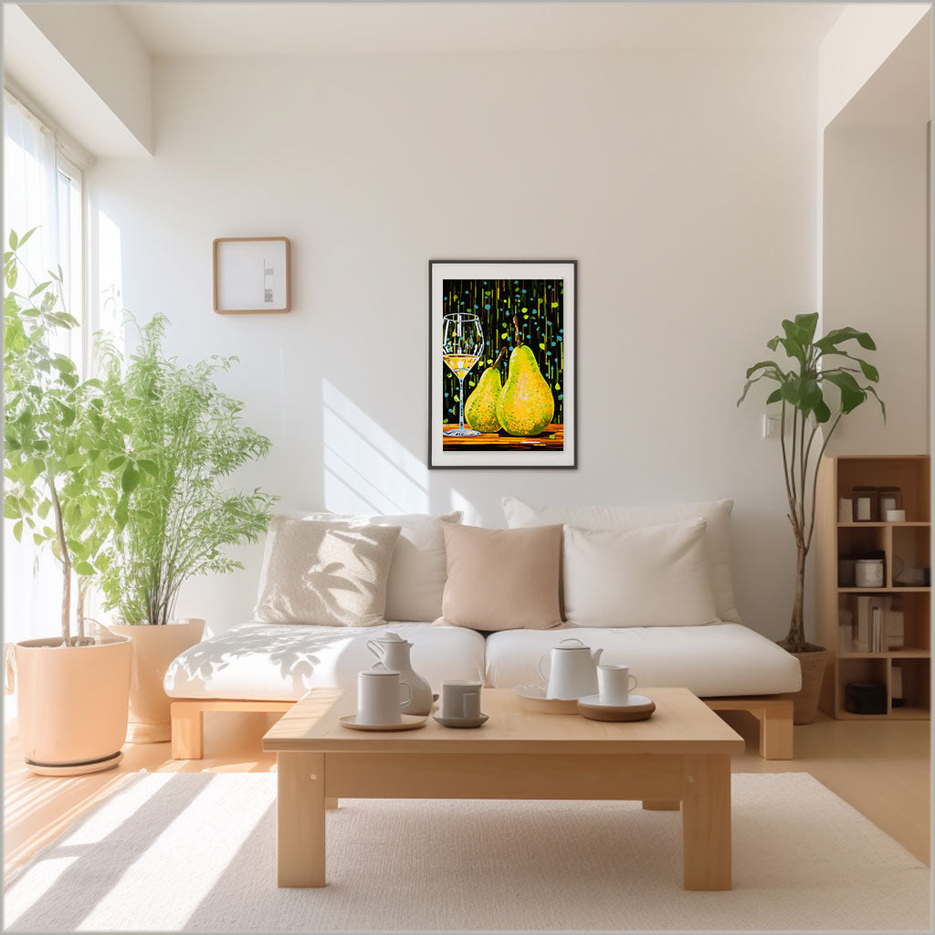 洋梨のアートポスターリビング配置イメージ