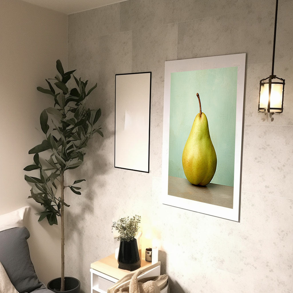 洋梨のアートポスター廊下配置イメージ