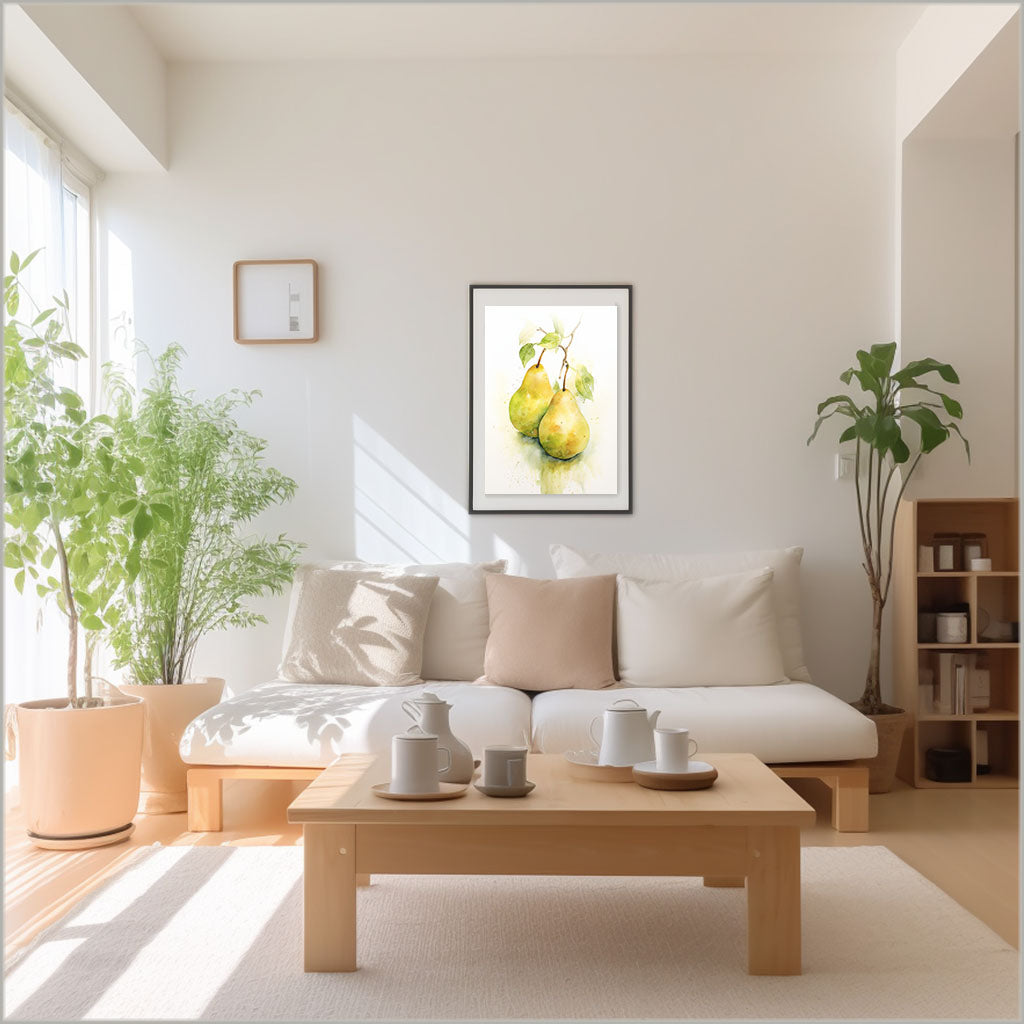 洋梨のアートポスターリビング配置イメージ