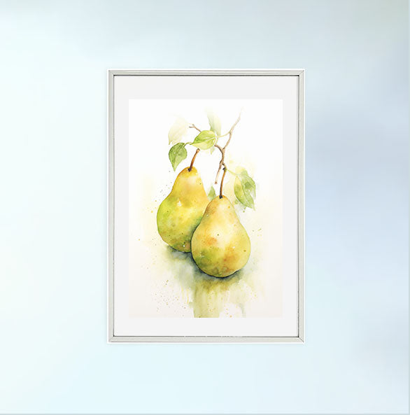 洋梨のアートポスター銀フレームあり