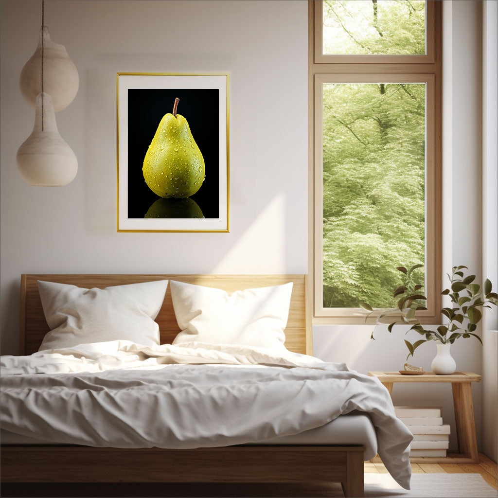 洋梨のアートポスター寝室配置イメージ