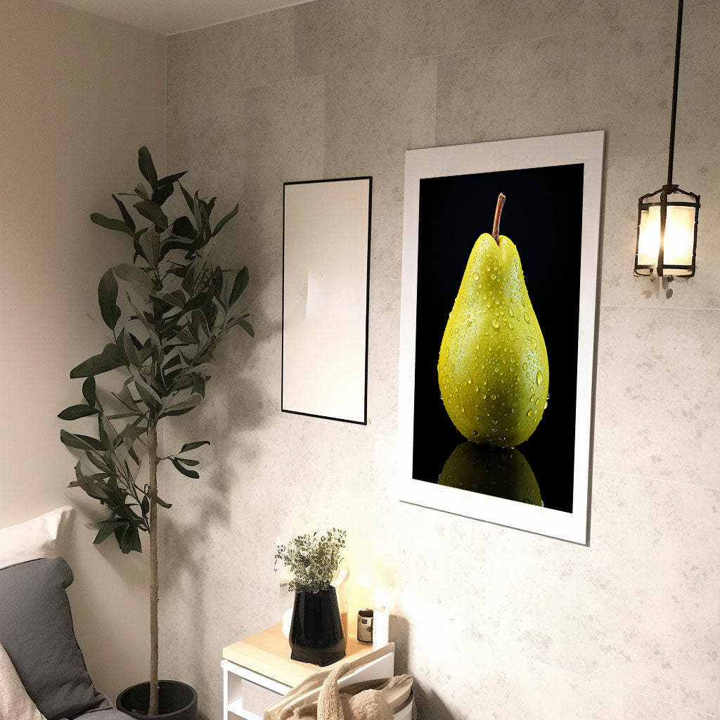 洋梨のアートポスター廊下配置イメージ