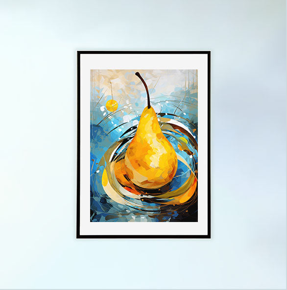 洋梨のアートポスター黒フレームあり