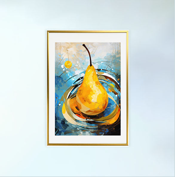 洋梨のアートポスター金フレームあり
