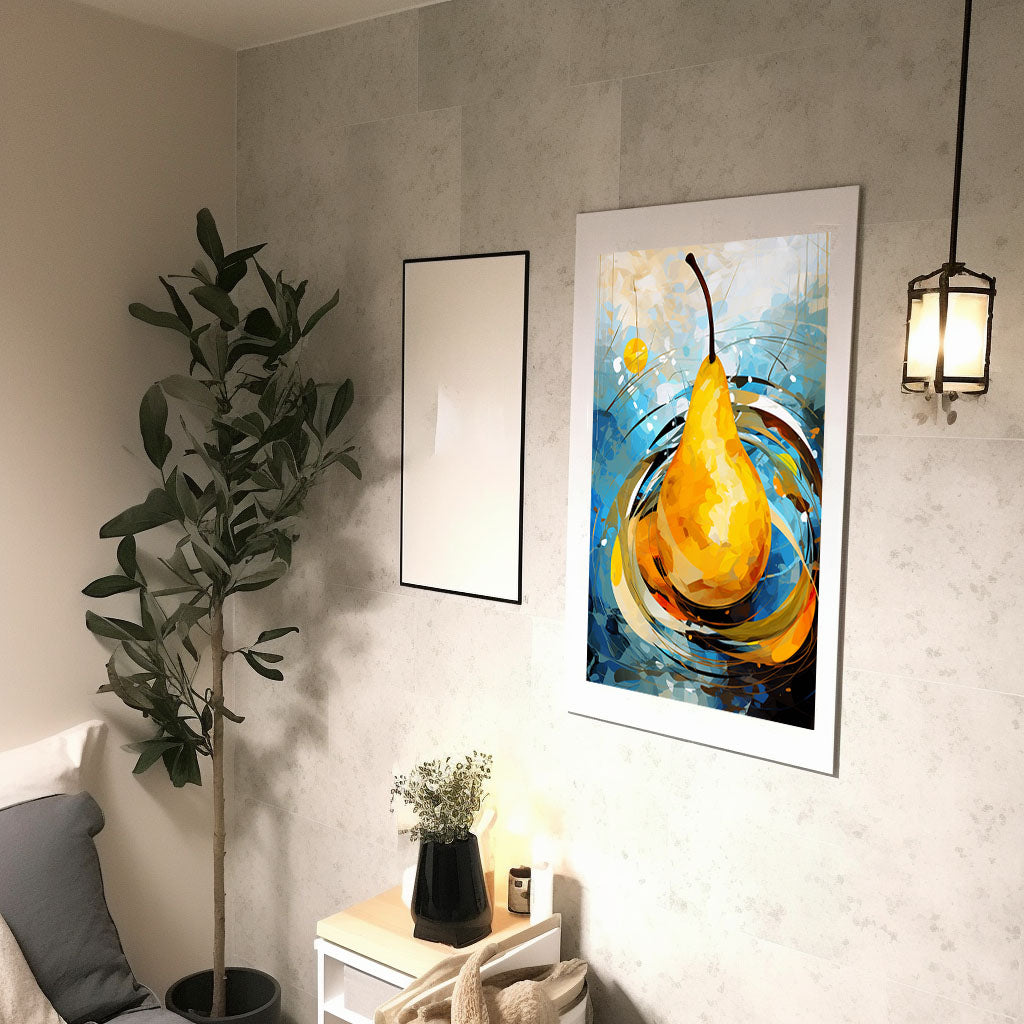 洋梨のアートポスター廊下配置イメージ
