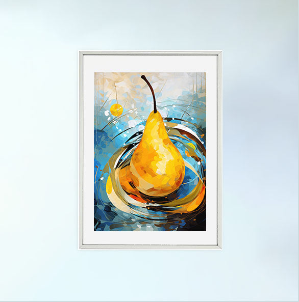 洋梨のアートポスター銀フレームあり