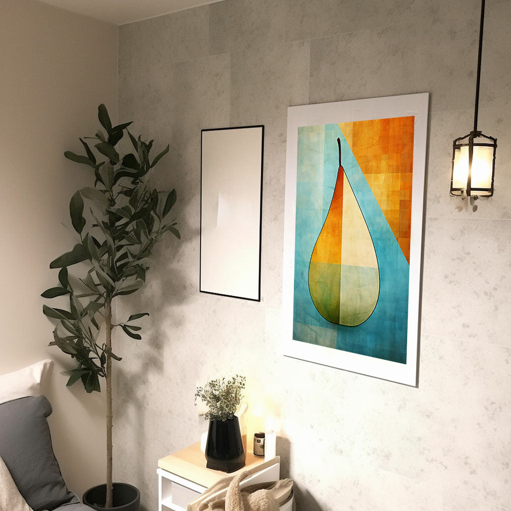 洋梨のアートポスター廊下配置イメージ