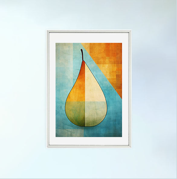 洋梨のアートポスター銀フレームあり