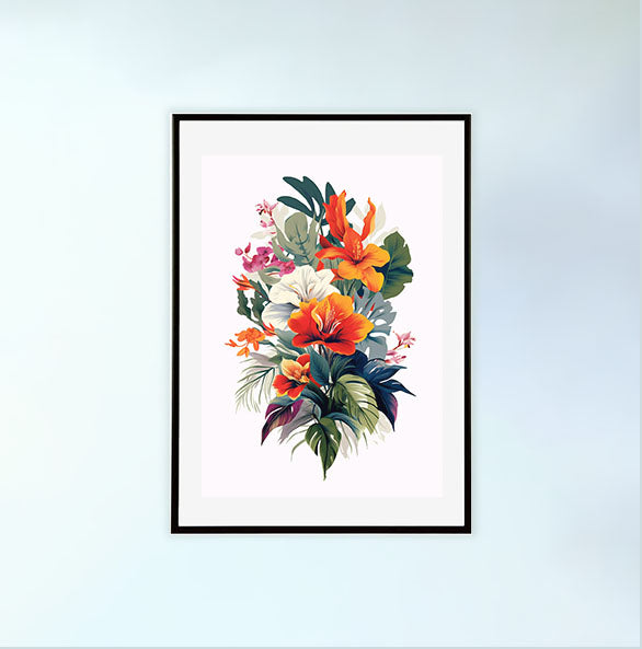 エキゾチックジャングルのアートポスター黒フレームあり