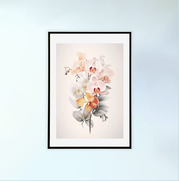 極上のオーキッドガーデンのアートポスター黒フレームあり