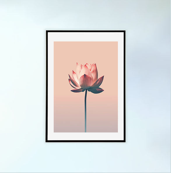フローティングロータスのアートポスター黒フレームあり