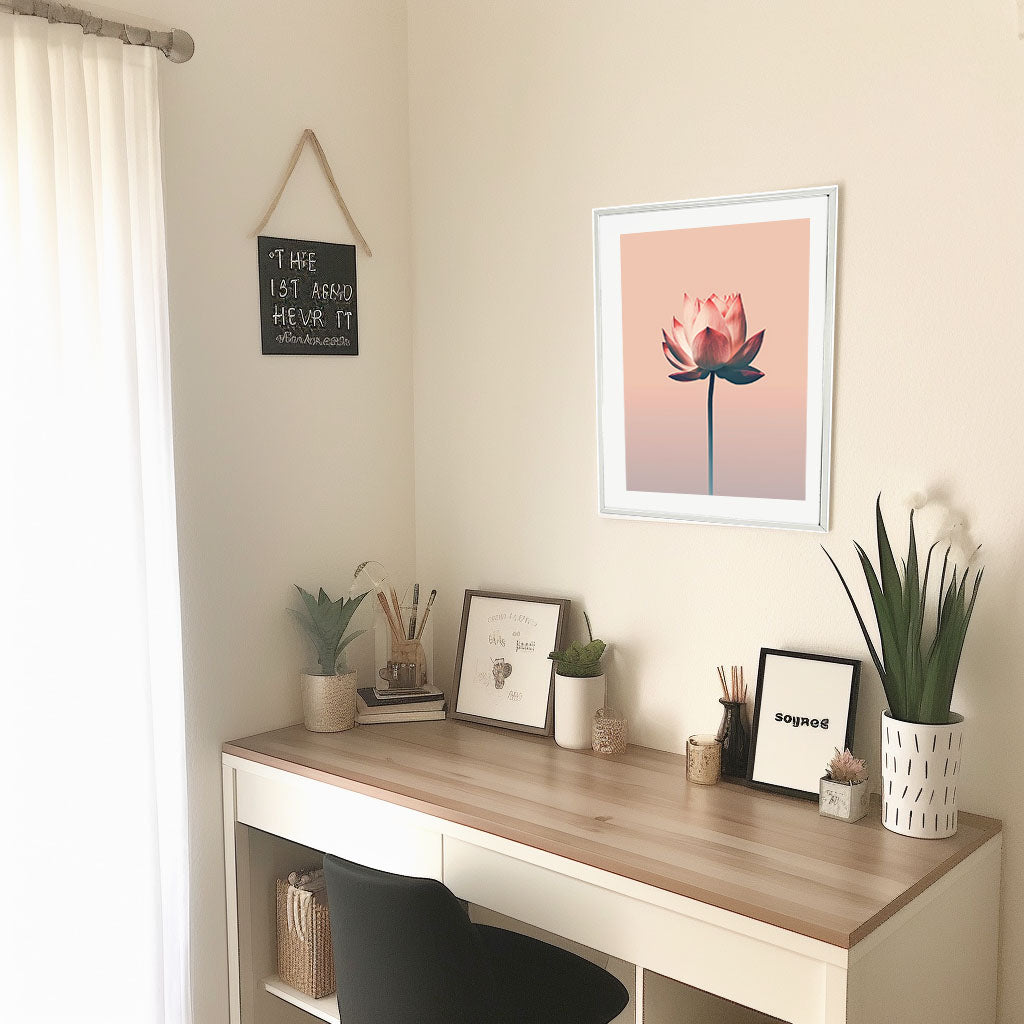 フローティングロータスのアートポスター机配置イメージ