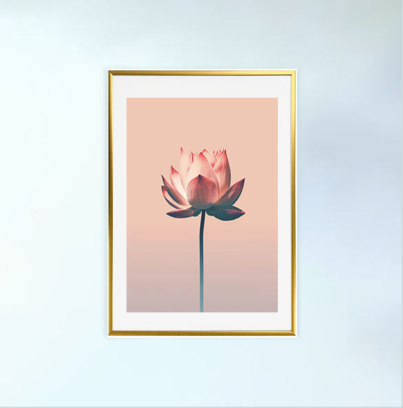 フローティングロータスのアートポスター金フレームあり